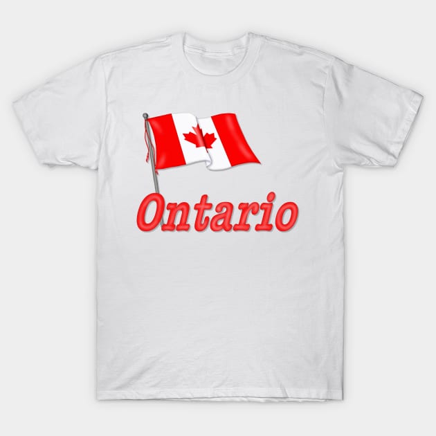 Canada Waving Flag - Ontario T-Shirt by SpiceTree